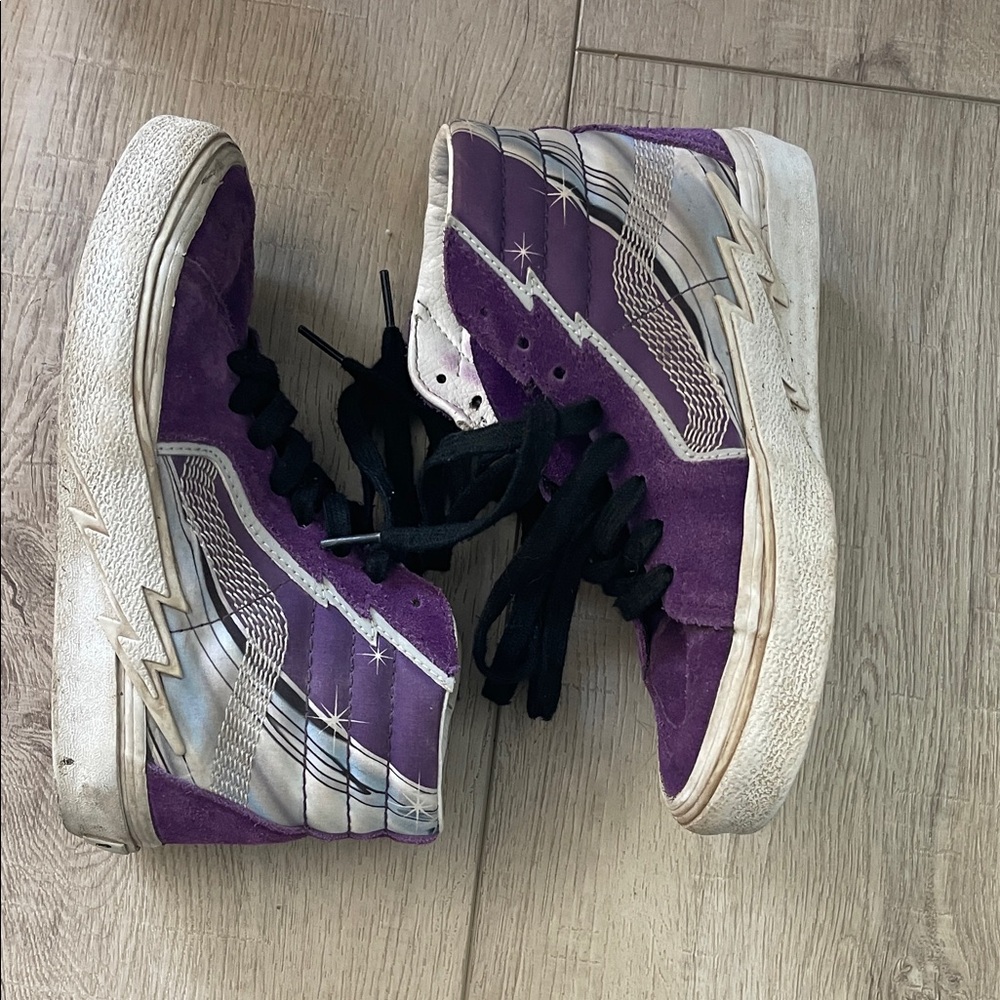 Vans Purple and White High-Top Sneakers
